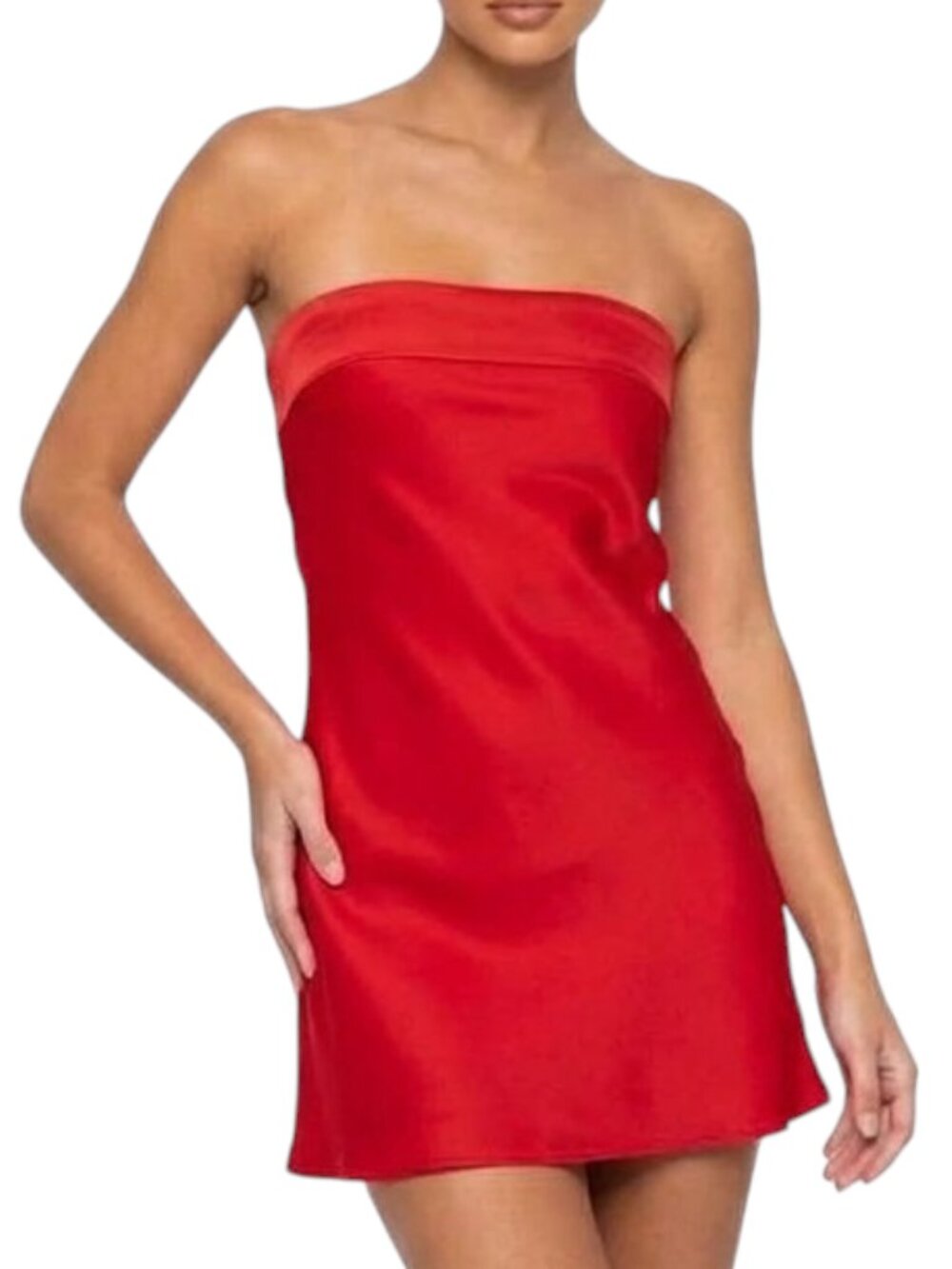 Princess Polly Phillipa Red Satin Strapless Mini Dress, Size 8, NWT, HOCO, Party